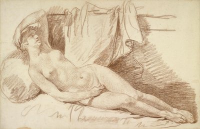 Reclining Female Nude (Study) by Jean Baptiste Greuze